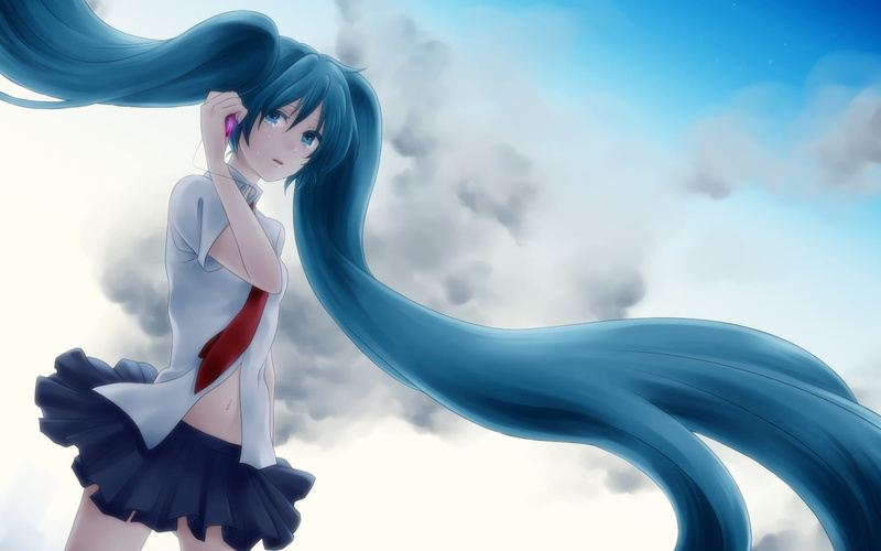 这张壁纸的主角是绿发初音未来！