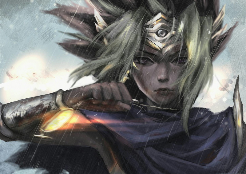 游戏王金发少女雨中壁纸 高清720P