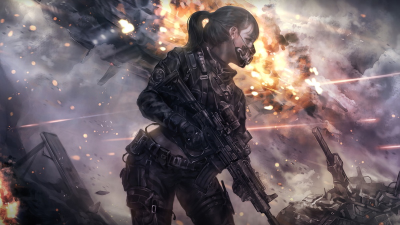 帅到腿软！持枪军装二次元少女狙击枪壁纸