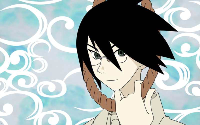 眼镜黑发动漫少女与几何自然之美