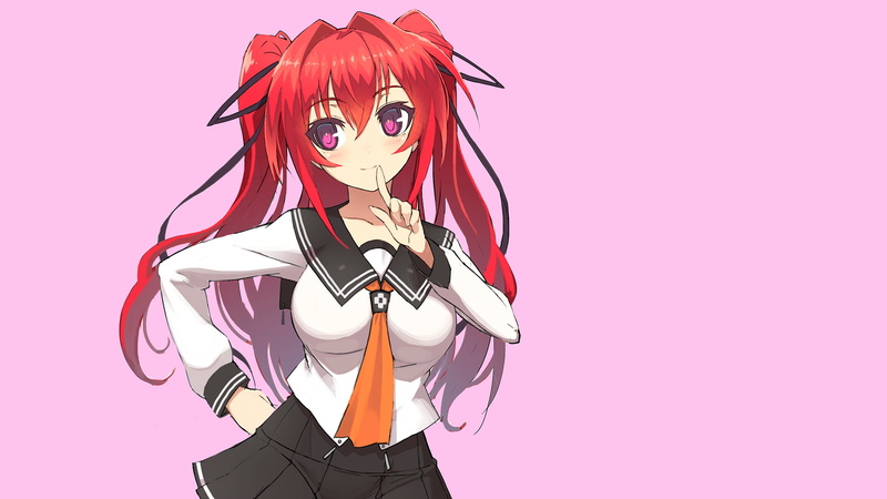 红发动漫少女校服壁纸 1080P高清无水印