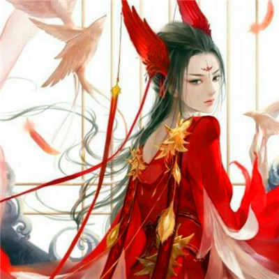 14张高清古风红衣动漫女生头像合集