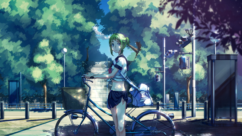 Vocaloid同人壁纸合集 骑车少女和校园风歌姬们
