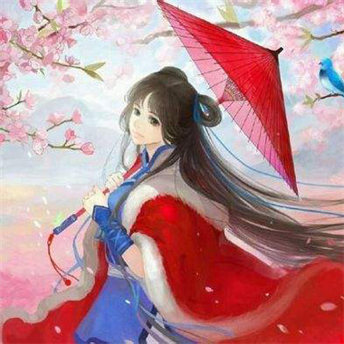 11张高清古风红衣撑伞女生头像 漫画风女生头像合集
