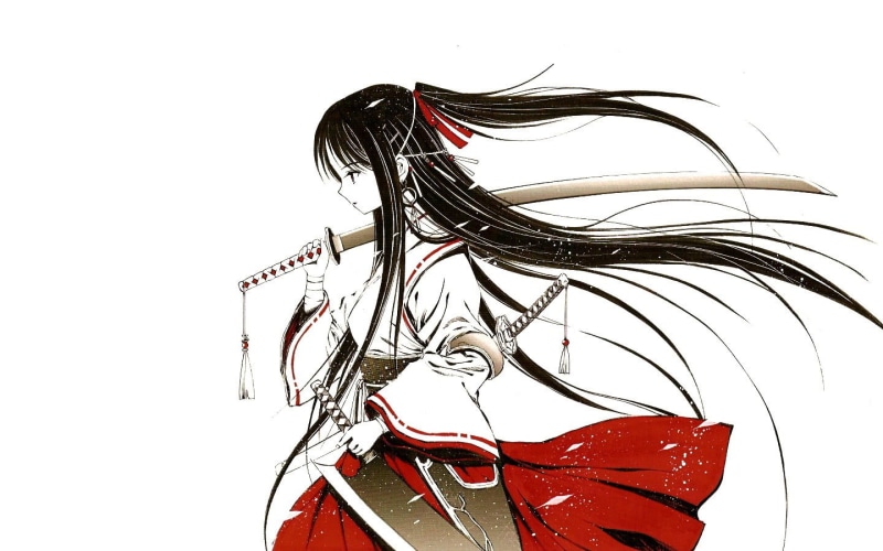 动漫巫女少女配刀剑红绳壁纸 还有乐器铜丝素材合集