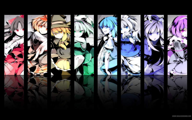 彩虹配色二次元美少女壁纸