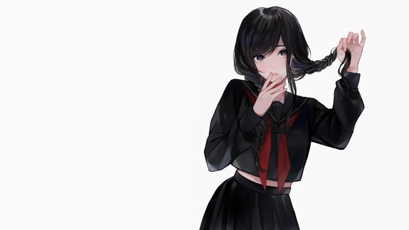 这套二次元壁纸太戳人！黑水手服少女适配度拉满