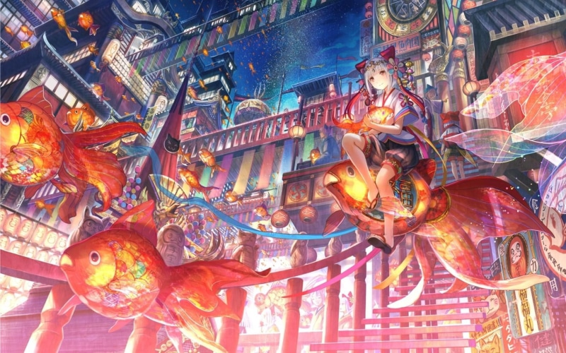 超萌藤堂千子动漫壁纸 软萌少女粉蓝配色超治愈