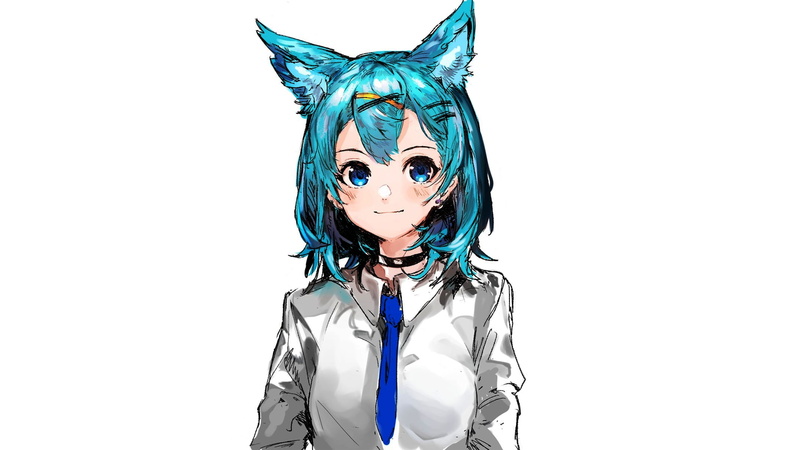 绝绝子！纯白背景下的猫耳萌妹壁纸合集