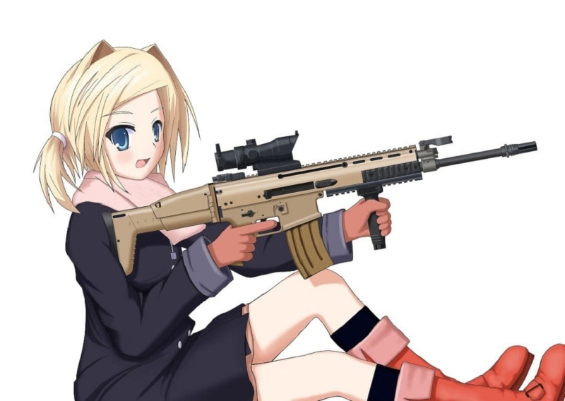 动漫少女持枪 FN SCAR 步枪 480P 高清壁纸