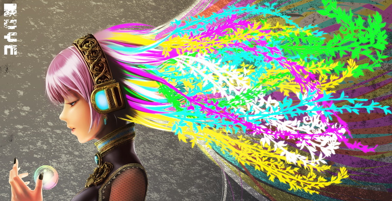 多款彩色长发少女VOCALOID同人壁纸 高清2K