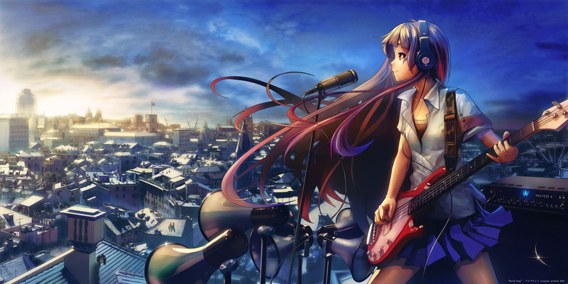 轻音少女秋山澪壁纸合集！吉他少女城市夜景氛围感拉满