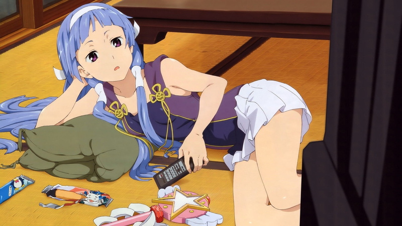 宅家追剧的元气少女插画壁纸