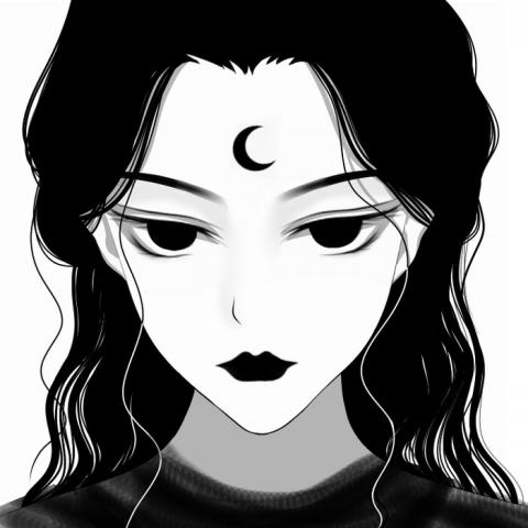 14张高清黑白款！霸气冷酷的卡通动漫女生头像合集