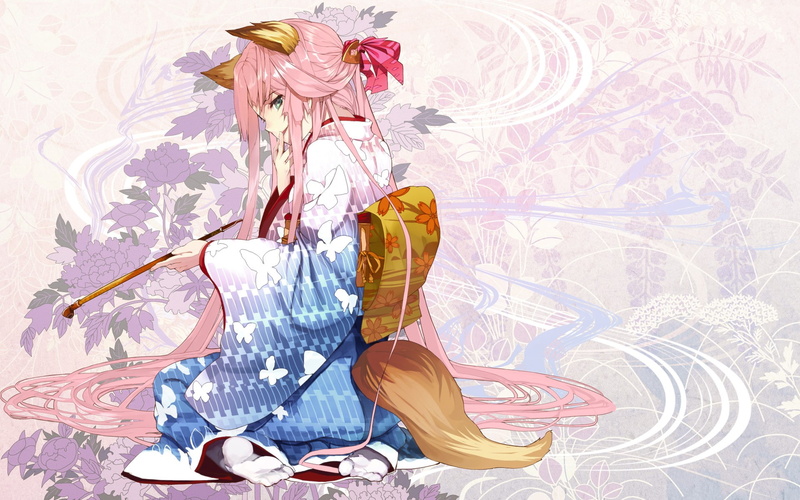 这组壁纸超绝！狐娘少女穿和服的绝美壁纸合集
