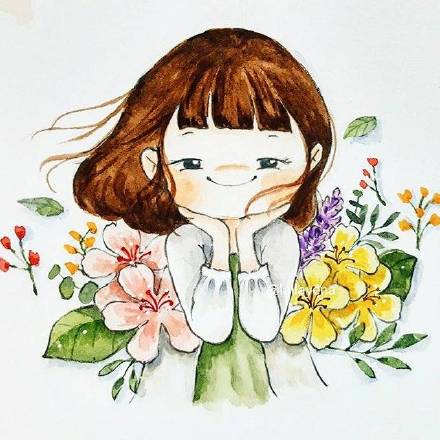 软乎乎的水彩少女头像合集