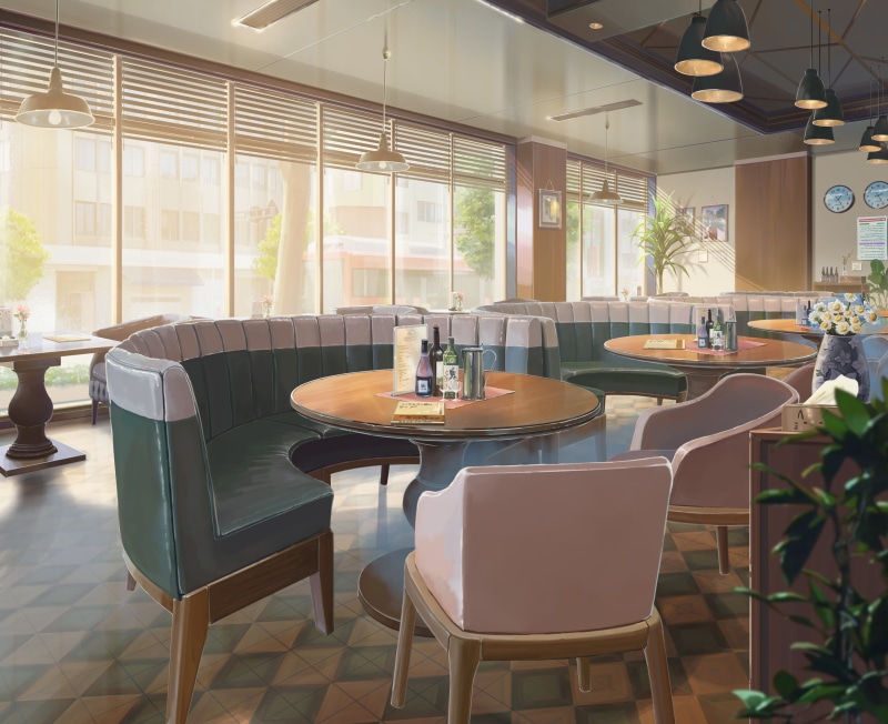 动漫风原创咖啡店桌椅 高清2K壁纸