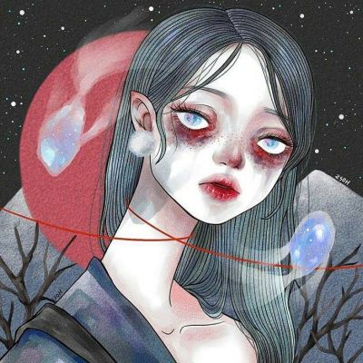 20张高清病娇黑化女生动漫头像 氛围感拉满
