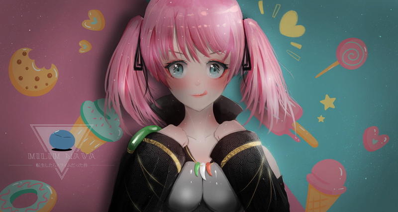 粉发动漫少女壁纸！关于关于我转生变成史莱姆这档事的米莉姆