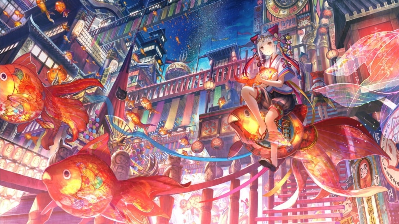 绝美的奇幻壁纸合集：动漫少女、蒸汽朋克飞艇与东方夜景