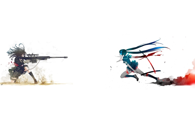 5K高清动漫壁纸 少女校服武士刀雪景氛围感拉满