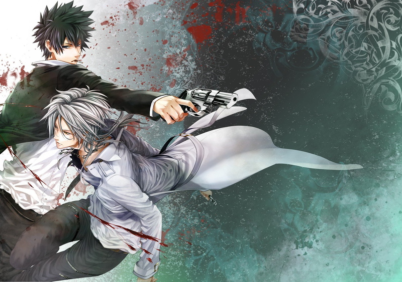 动漫壁纸合集：抽烟西装少年 带血蓝调枪械场景