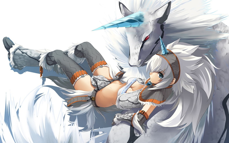 银发绿眼长发少女壁纸 怪物猎人系列高清壁纸