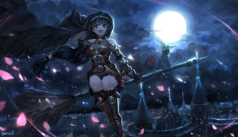 黑猫粉眼黑长发 暗夜魔女壁纸高清合集