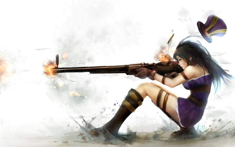 《英雄联盟》动漫风壁纸合集 持枪少女狙击枪高清图
