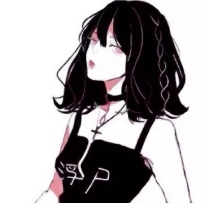 17张高清黑白丧系动漫女生头像