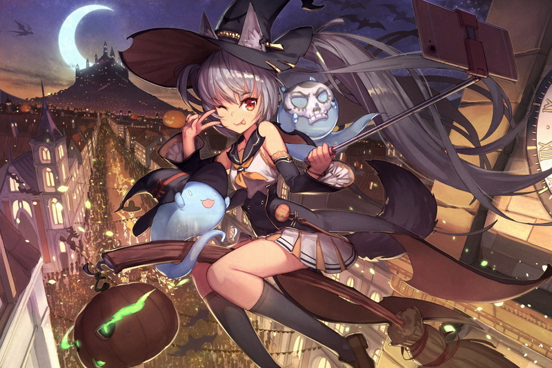 万圣节氛围感拉满！魔女少女南瓜月夜壁纸合集