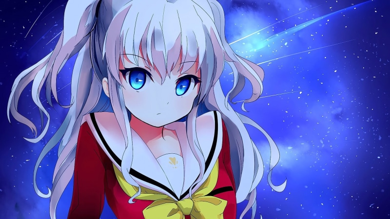 友利奈绪绝美壁纸！白发长发蓝眼校服学姐直视镜头