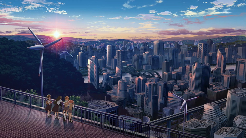 《魔法禁书目录》绝美黄昏城景少女壁纸 1080P高清
