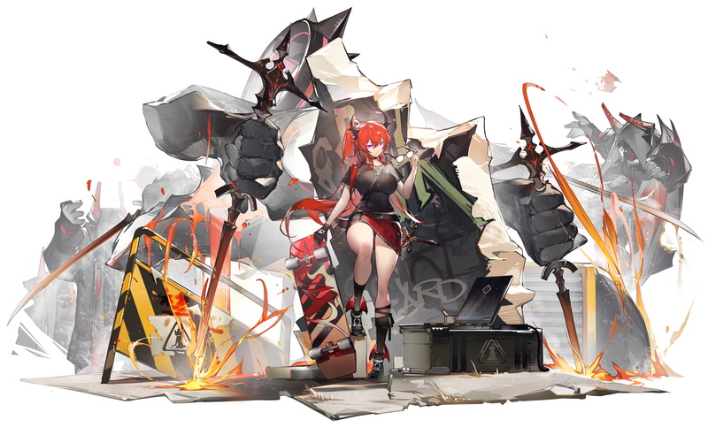 明日方舟焰尾壁纸！红发动漫少女1080P高清手机壁纸