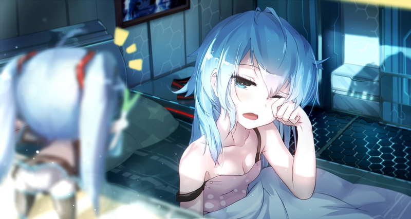 蓝发初音躺床上 高清动漫壁纸合集