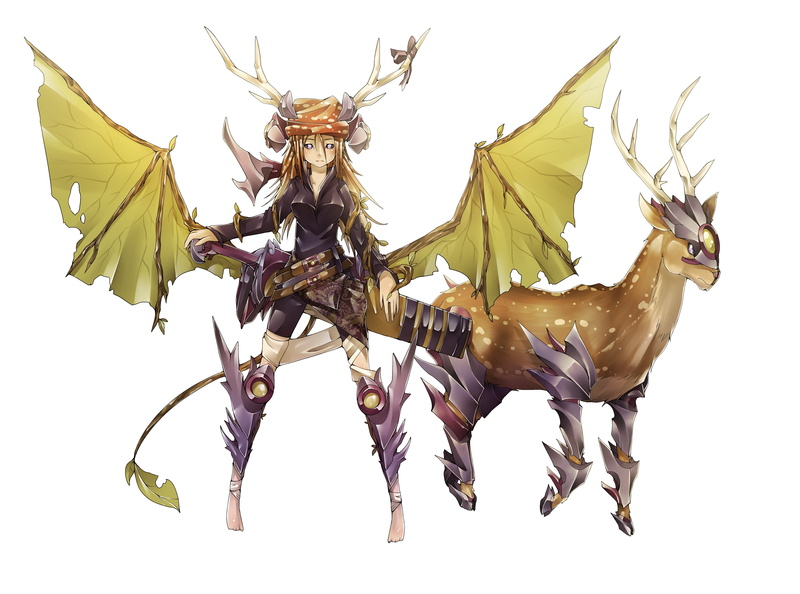 少女与奇幻生灵插画壁纸