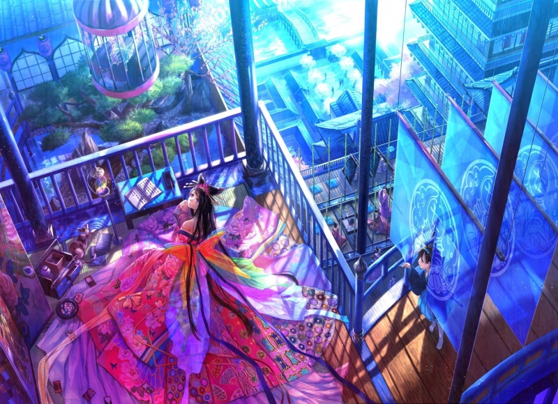 这组壁纸太绝了！黑发动漫少女、樱花和服还有工作细胞都有