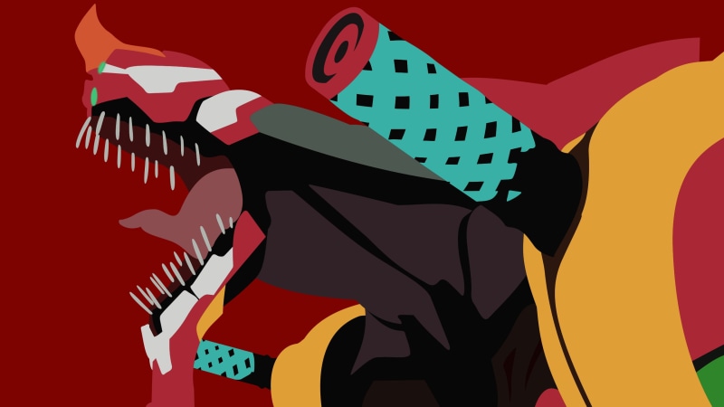 红色EVA二号机休闲室内特写壁纸