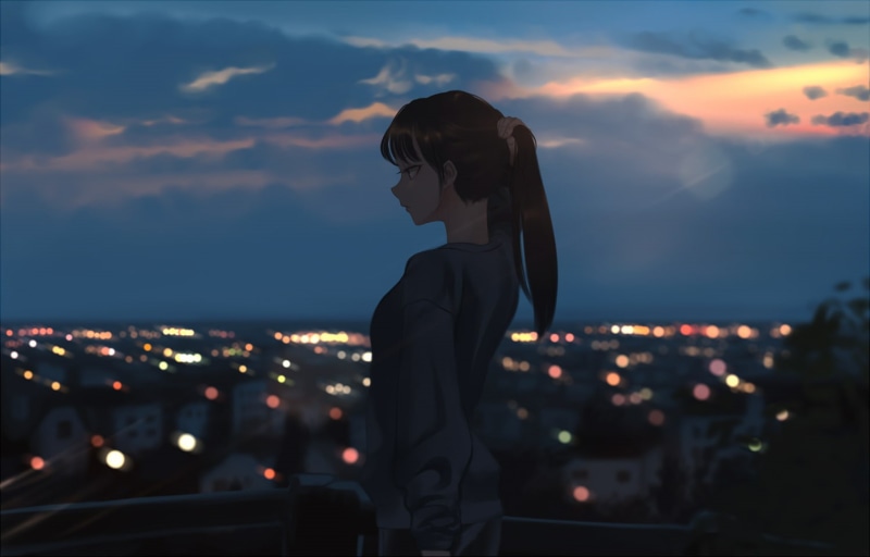 720P暗黑系动漫少女城市全景壁纸