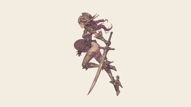 罗马古风少女壁纸！把战士铠甲和繁花绿叶焊在纯白背景里