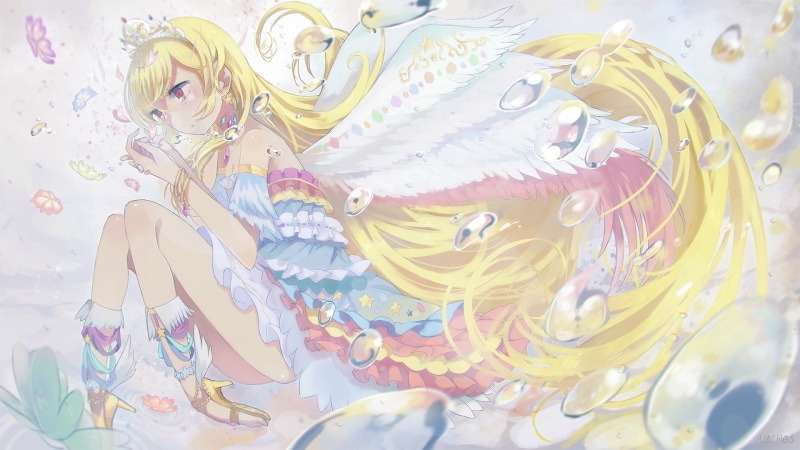 偶像活动星宫莓绝美壁纸！金发公主长发带翼的二次元少女