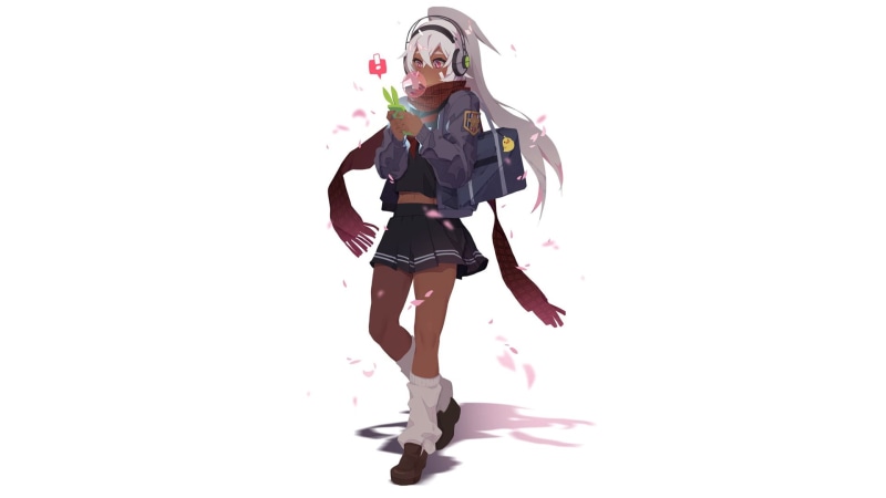 守望先锋D.Va动漫壁纸 嚼泡泡糖的长发机甲少女2K高清壁纸