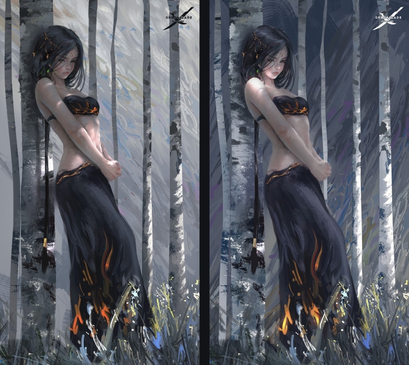 画师wlop的奇幻冒险刀影壁纸！超高清1080P幽灵动漫漫画感拉满