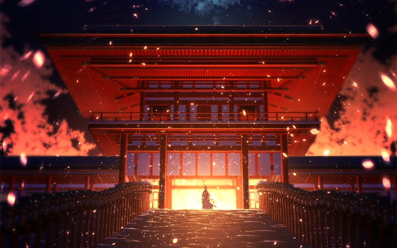 刀剑乱舞神社火光1080P壁纸