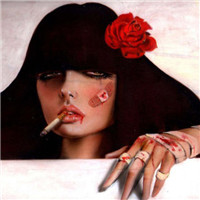 23张复古风二次元抽烟女生头像 氛围感拉满