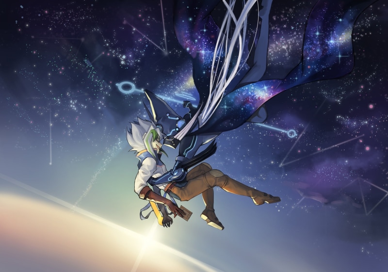 这款游戏王ARC-V星读魔术师壁纸太绝了！俯看银河星际冒险感拉满