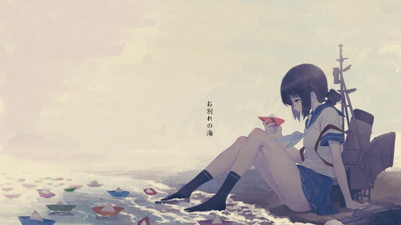 舰队收藏同人壁纸 短裙少女水边氛围感拉满