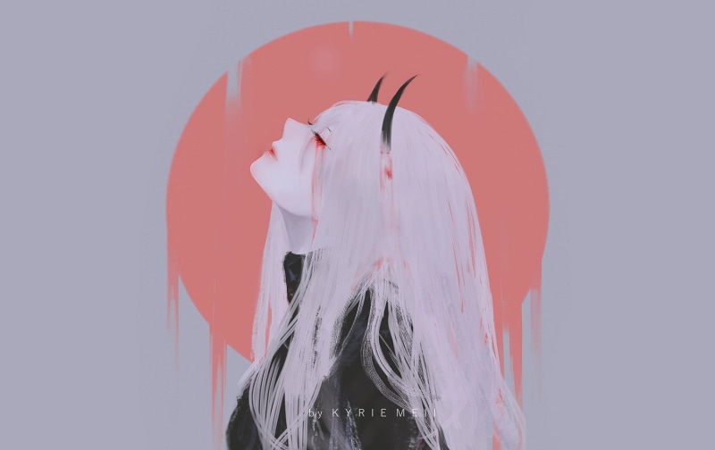 绝美羊角白发少女壁纸分享