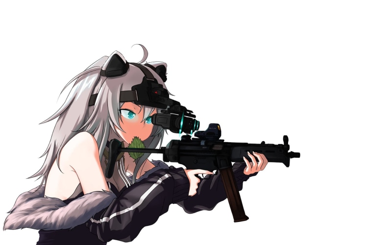 Hololive虚拟主播狮白牡丹持枪美少女壁纸合集