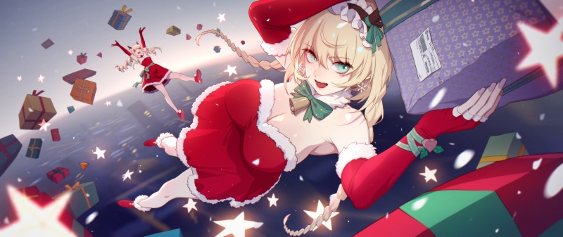 5张金发二次元少女原创角色圣诞主题壁纸分享